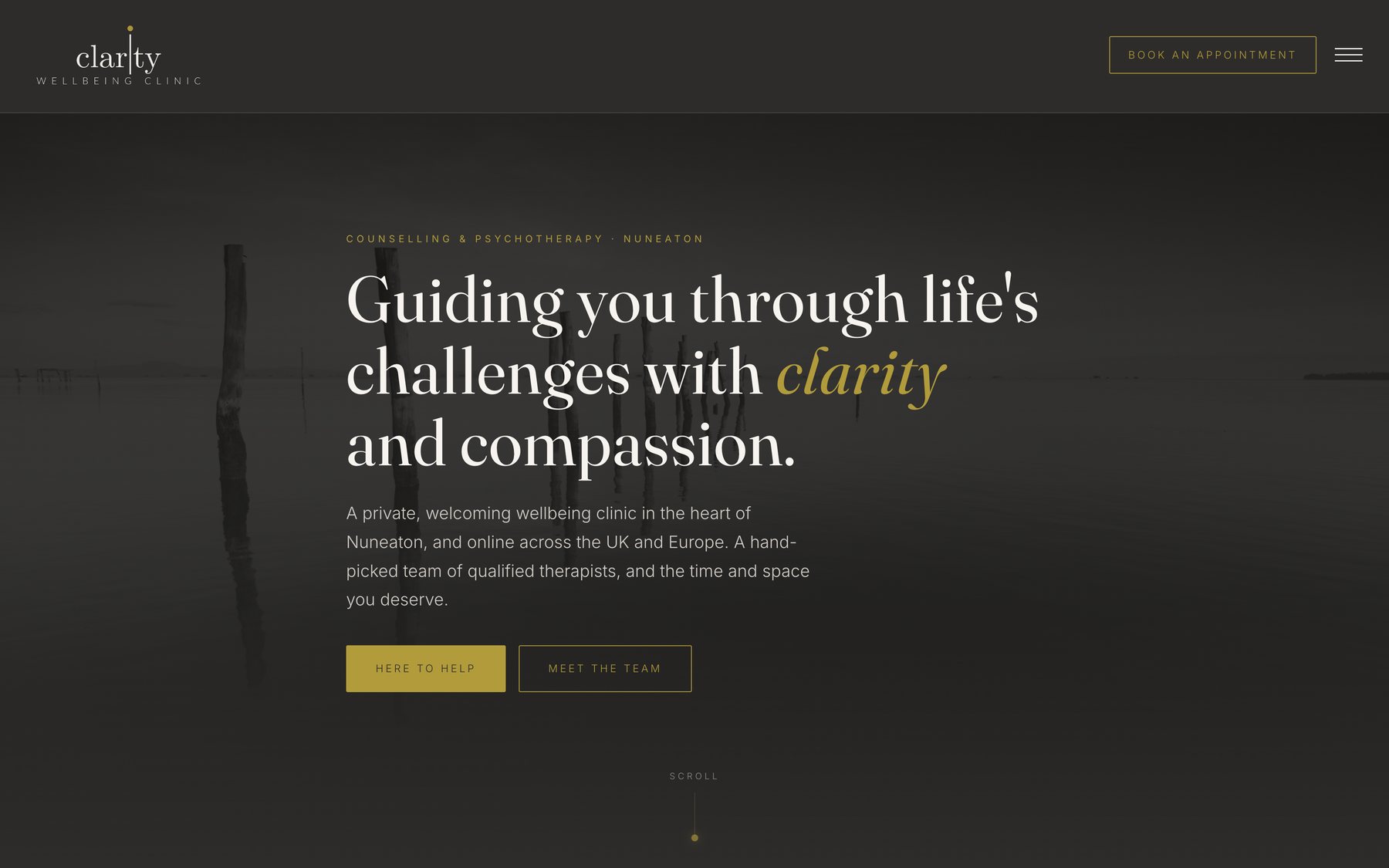 claritywellbeingclinic.co.uk on a laptop