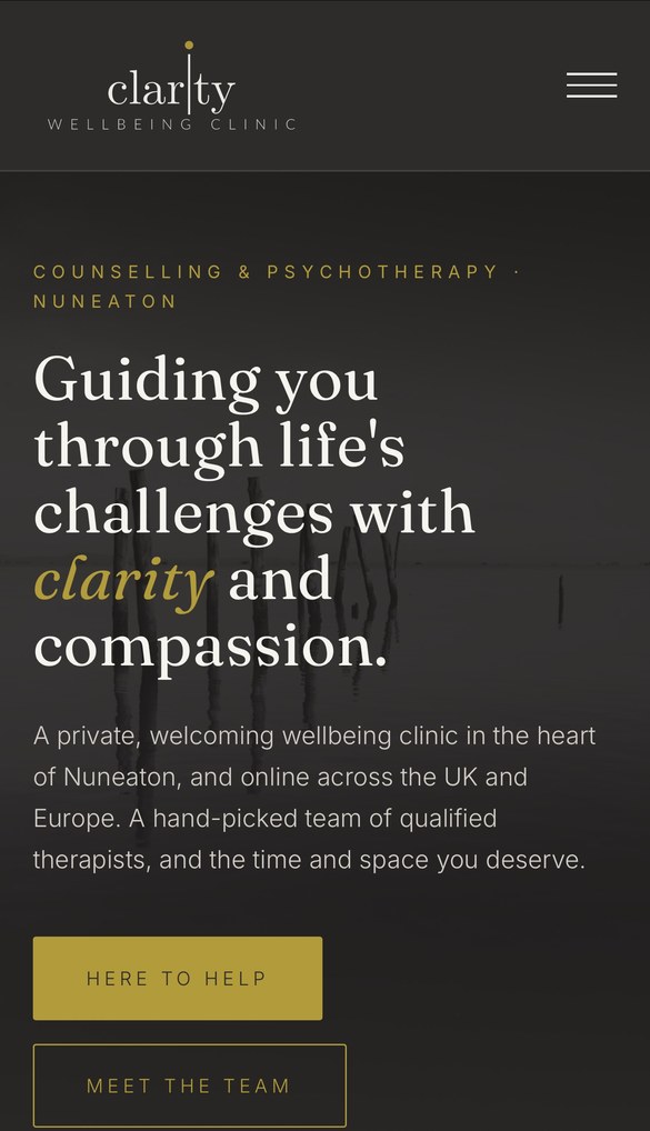 claritywellbeingclinic.co.uk on a phone